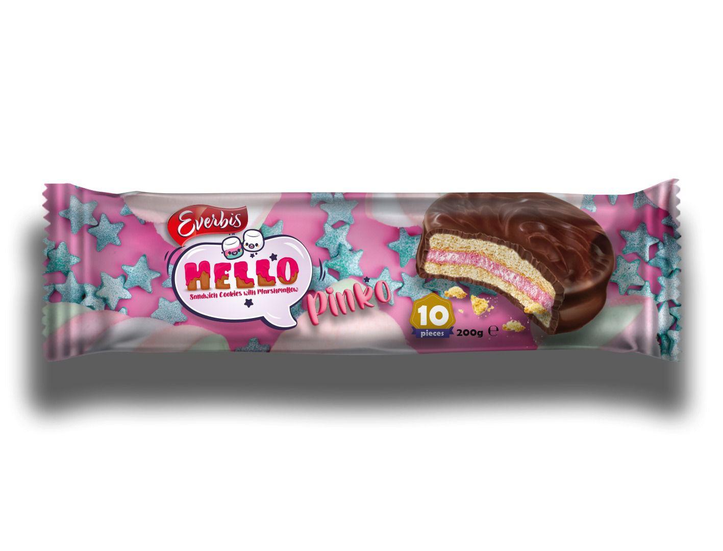 Everbis Hello Pinko – Sandwich Cookies mit Marshmallow (200 g, 10 Stück)