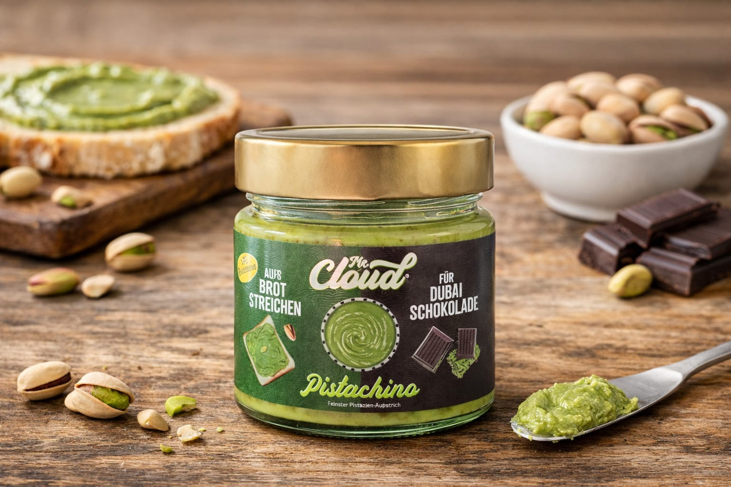 Mr. Cloud Pistachino – Pistaziencreme Aufstrich | Ideal für Brot & Dubai Schokolade
