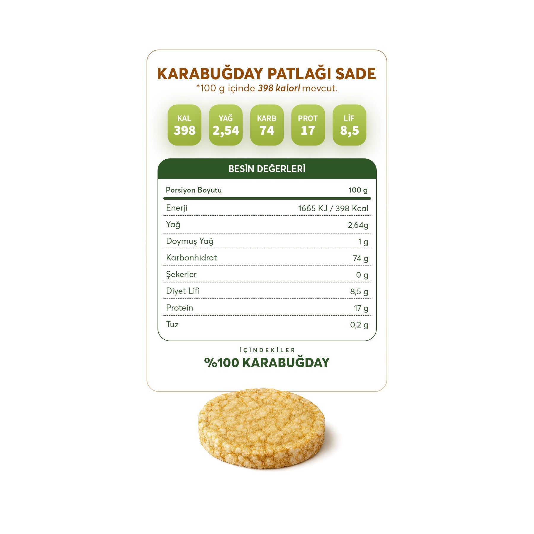 Doğal karabuğday çıtır dilimleri – 100 g