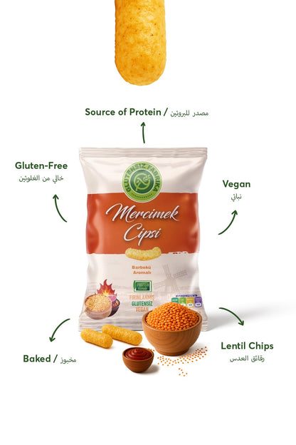 Linsen-Chips mit Barbecue-Geschmack – knusprig, rauchig gewürzt, glutenfrei & vegan. 60 g Packung.