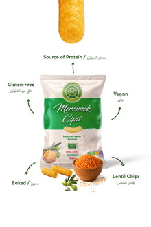 Linsen-Chips mit Oliven- und Thymianaroma – knusprig, glutenfrei und vegan. 60 g Packung.