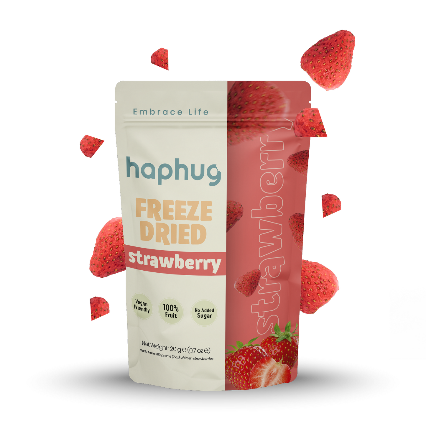 Haphug Gefriergetrocknete Ganze Erdbeeren – 20 g