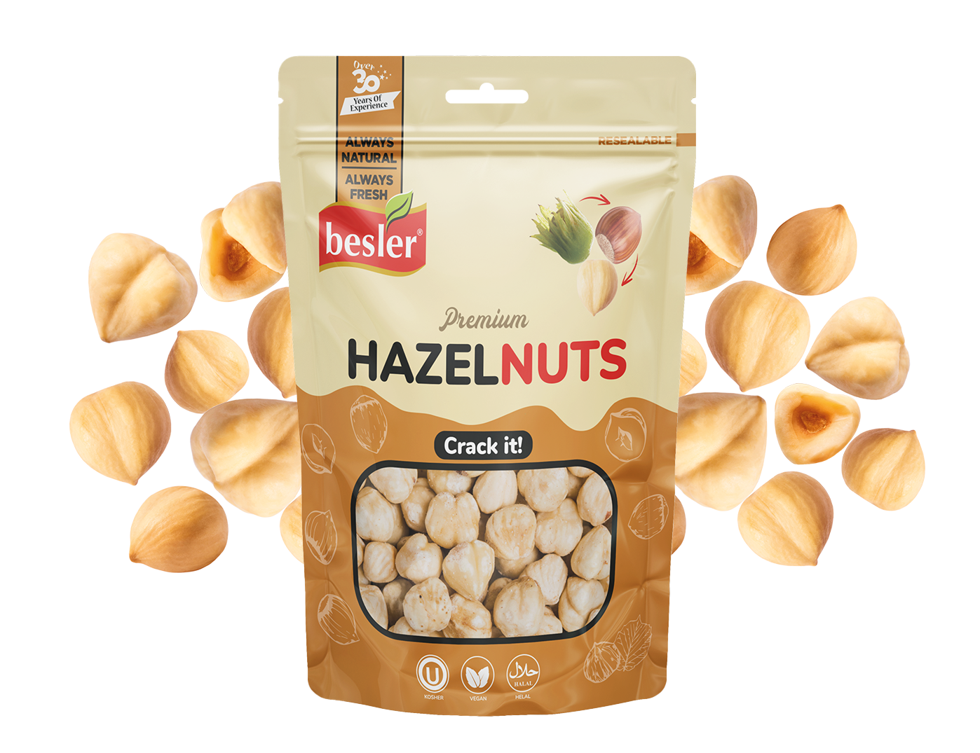 Besler Premium Haselnuss – Geröstet 200 g (Doypack)