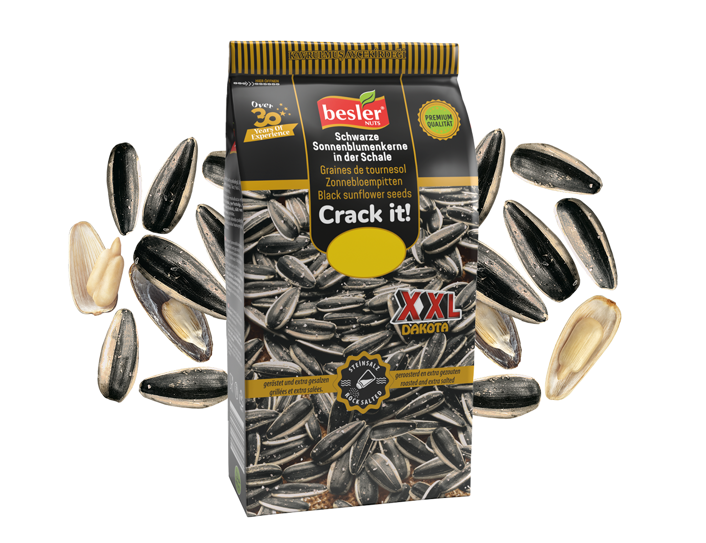 Besler Premium Schwarze Sonnenblumenkerne XXL Dakota – Extra gesalzen 250 g