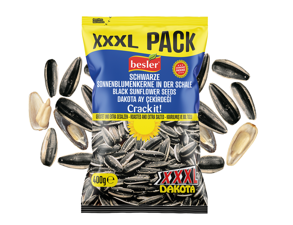 Besler Premium Black Sunflower Seeds XXL Dakota – Extra Salted 400 g (XXXL Pack)