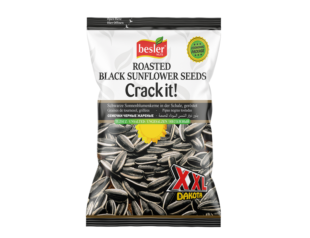Besler Premium Black Sunflower Seeds XXL Dakota – Unsalted 125 g (Eco-Pack)