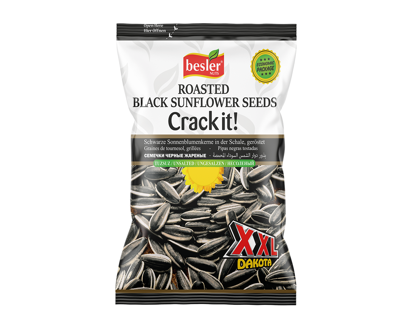 Besler Premium Black Sunflower Seeds XXL Dakota – Unsalted 125 g (Eco-Pack)