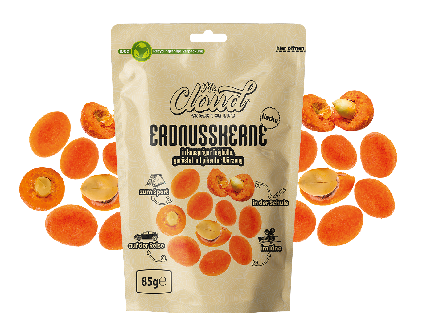 Mr. Cloud Erdnusskerne Nacho – in knuspriger Teighülle (85g)