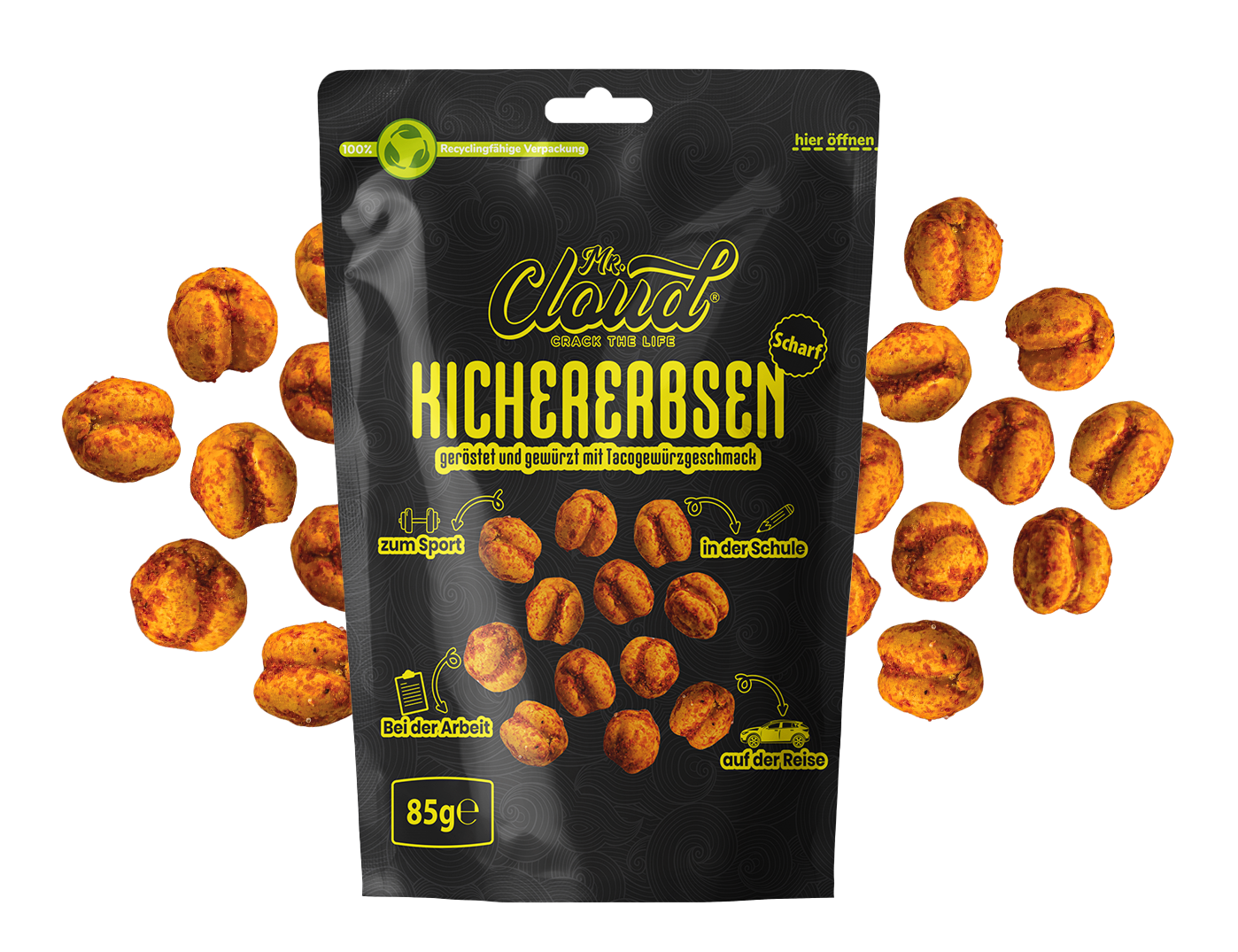 Mr. Cloud Kichererbsen – scharf, geröstet & mit Tacogewürz (85g)