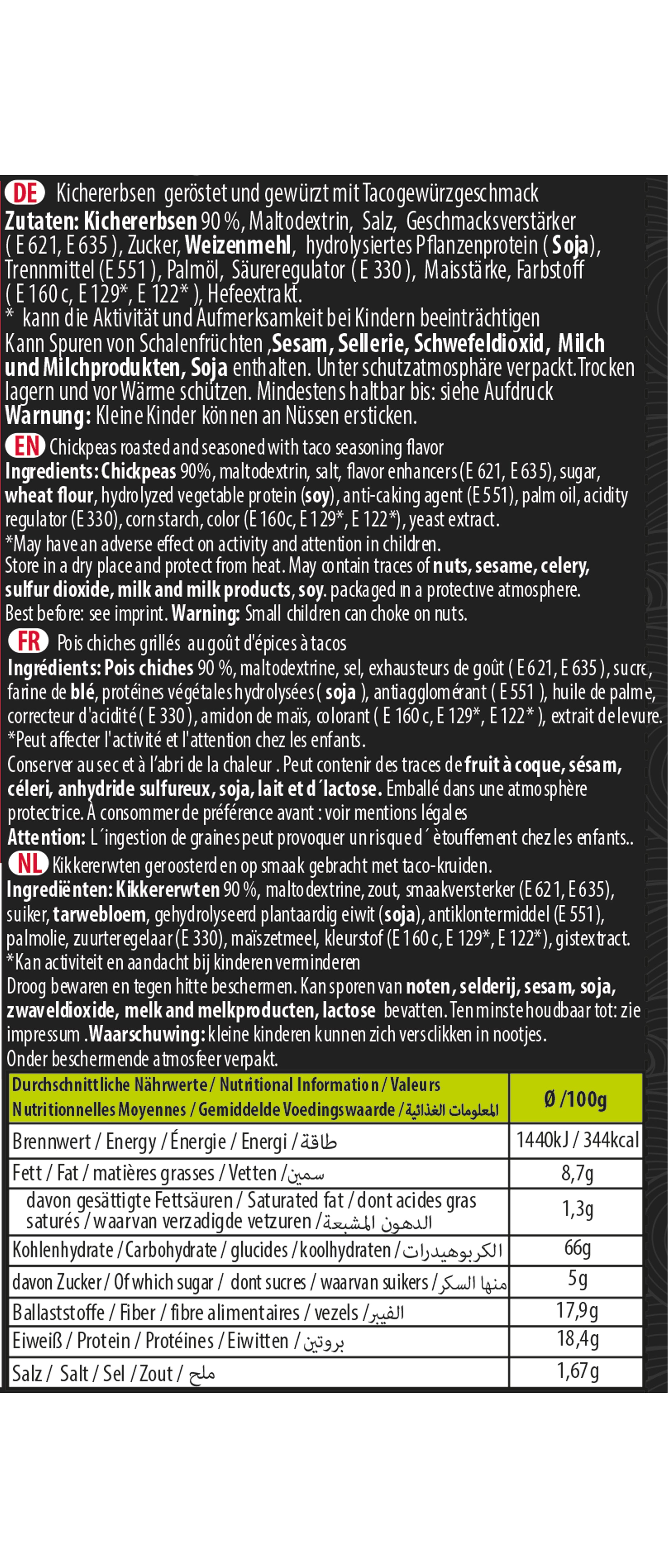 Mr. Cloud Nohutları – baharatlı, kavrulmuş ve taco baharatlı (85g)