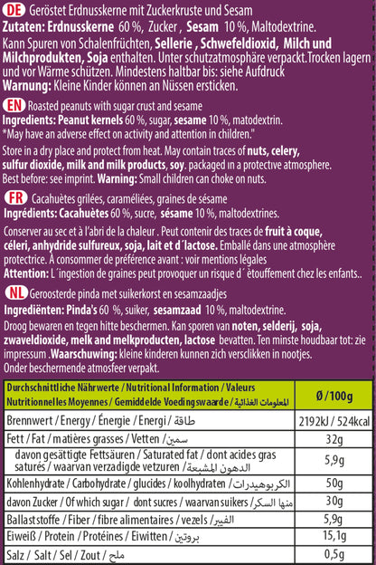 Mr. Cloud Erdnusskerne mit Sesam & Zuckerkruste – geröstet & knusprig (85g)