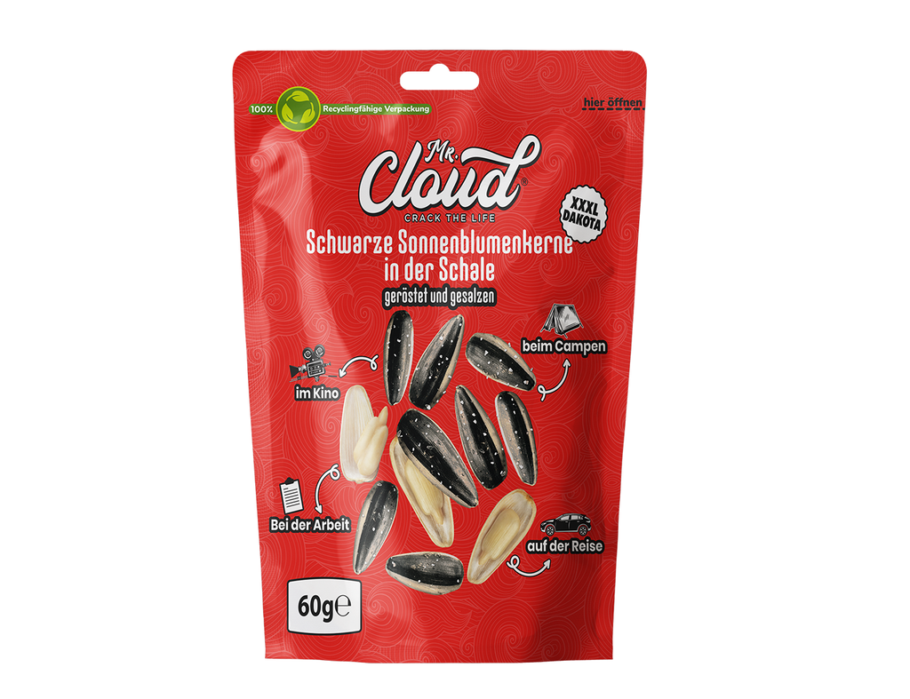 Mr. Cloud Siyah Ayçiçeği Çekirdeği – Kavrulmuş ve Tuzlu (60g)