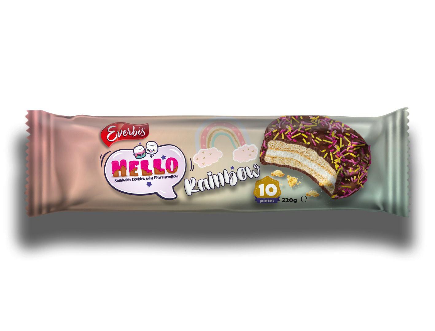 Everbis Hello Rainbow – Marshmallow Cookies mit Streuseln (200 g, 10 Stück)