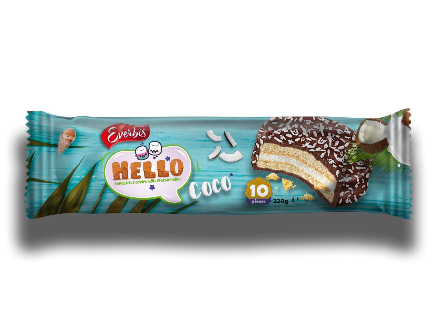 Everbis Hello Coco – Marshmallow Cookies mit Kokos (200 g, 10 Stück)
