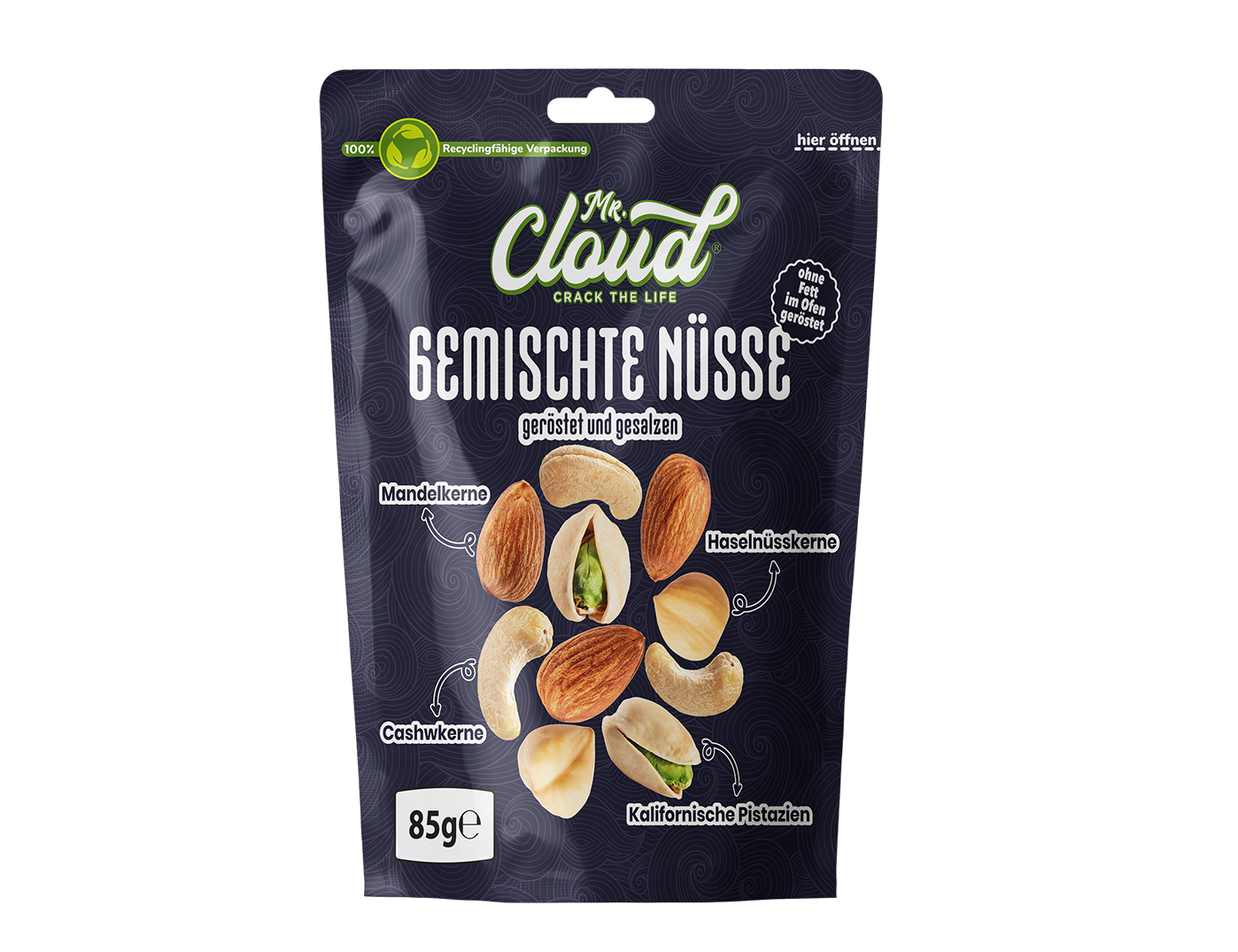 Mr. Cloud Gemischte Nüsse – geröstet & gesalzen (85g)
