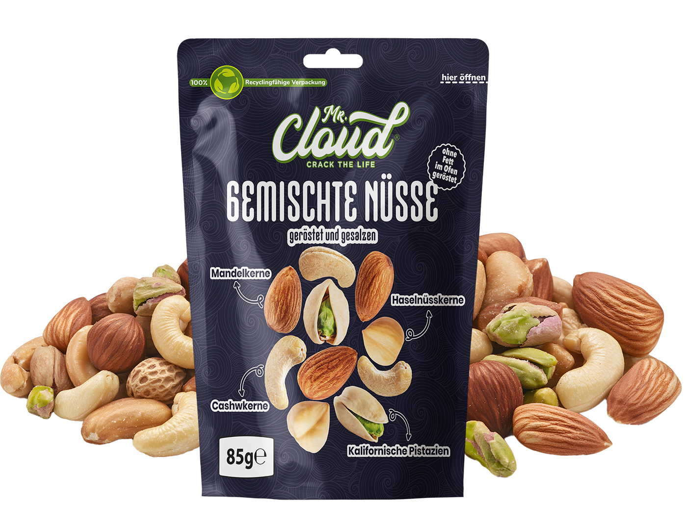 Mr. Cloud Gemischte Nüsse – geröstet & gesalzen (85g)