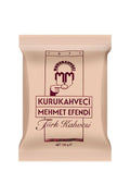 A 100g retail package of Kurukahveci Mehmet Efendi fine ground Turkish Coffee (Türk Kahvesi) in the classic pink and maroon wrapper.